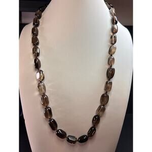 NEW smoky quartz 24 inch necklace with sterling silver clasp